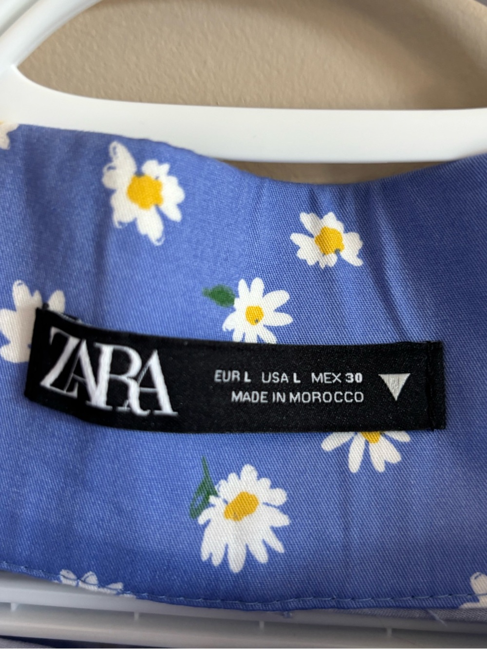 ZARA Blue Floral Slim Flare Cotton Pants NWOT - Picture 4 of 7